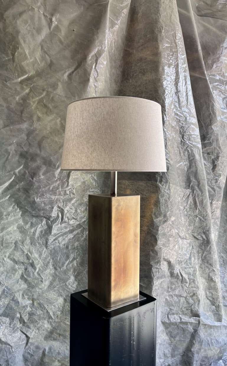 Flama lamp, patinated steel base