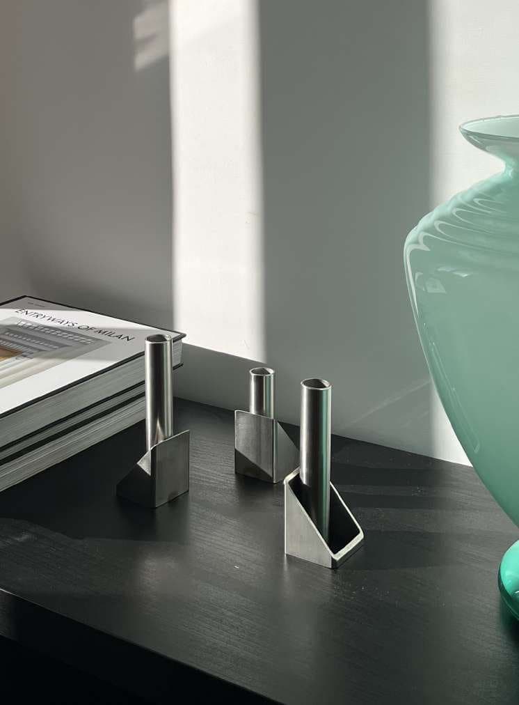 Modula bud vases, stainless steel